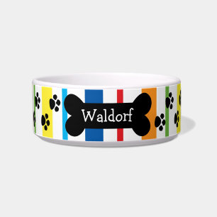 Personalised Dog Bowl With Paws and Bone