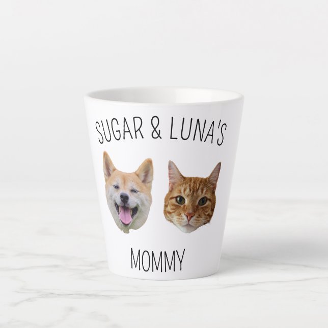 Personalised Dog Cat Face Photo, Cute Gift for Mum Latte Mug (Front)
