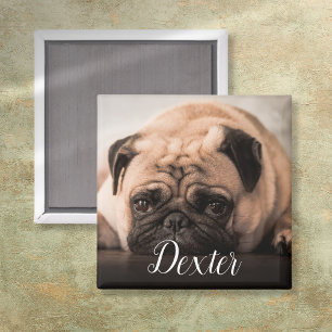 Personalised Dog Cat Pet Photo Script Name Magnet