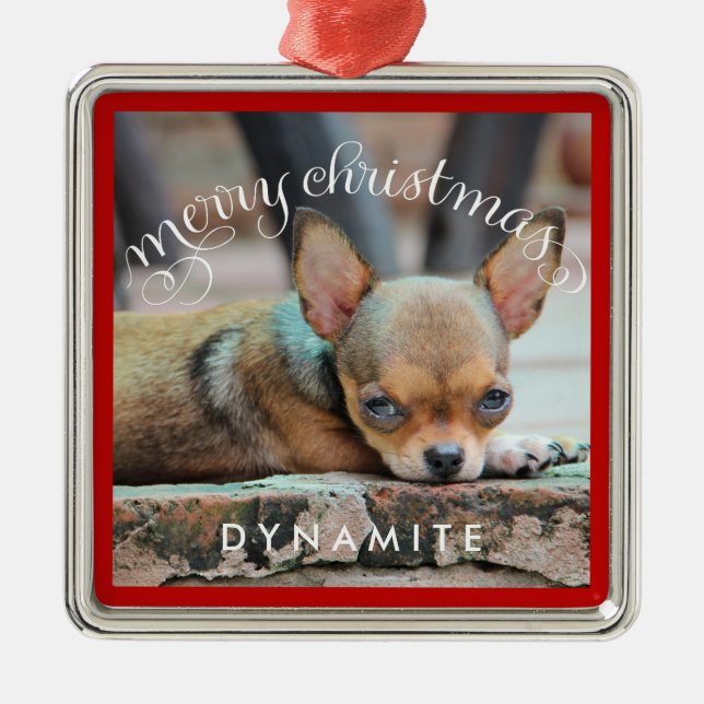 Personalised Dog Christmas Ornaments Metal Photo (Front)