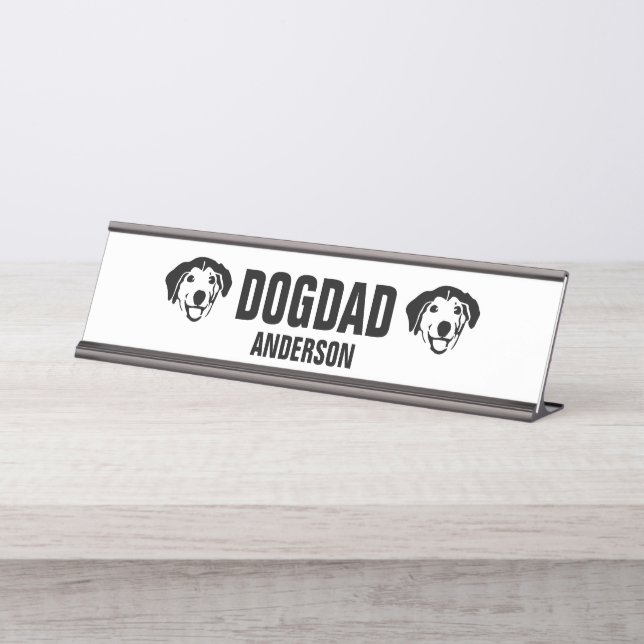 Personalised Dog Dad Custom Desk Name Plate (Front)