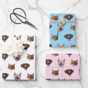 Personalised Dog Face, Dog Cat Mum Photo Gift Wrapping Paper Sheet