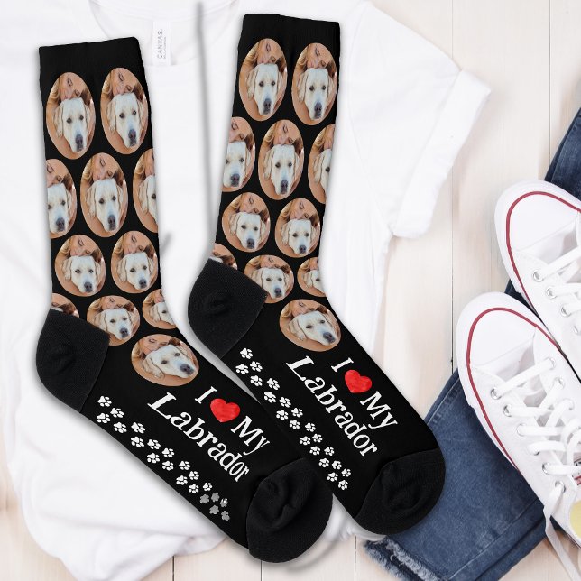 Personalised Dog Face Pet Photo Labrador Retriever Socks (Creator Uploaded)
