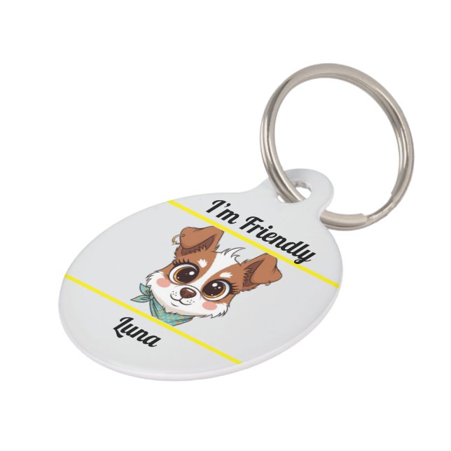 Personalised Dog ID Tag – Cute Cartoon Pet Tag (Side)
