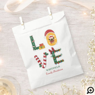Personalised Dog LOVE Family Christmas Holiday Favour Bags