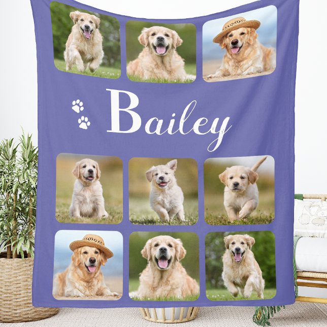 Personalised Dog Lover 9 Pet Photo Collage Fleece Blanket (Creator Uploaded)