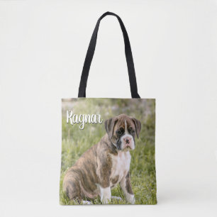 Personalised Dog Lover Gifts - Brindle Boxer Dog Tote Bag