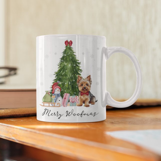 Personalised Dog Lover Mug - Perfect Holiday Gift (Yorkie Christmas Mug, Merry Woofmas Mug, Personalized Yorkshire Terrier Mug, Cute Dog Lover Holiday )