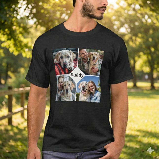  Personalised Dog Lover Pet Photo Collage T-Shirt (Creator Uploaded)