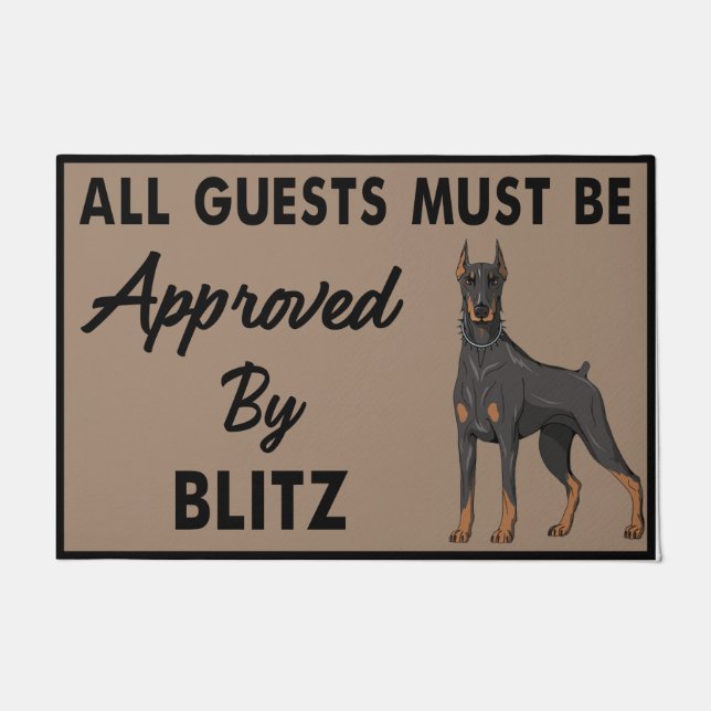 Personalised Dog Mat, All Guest Must Be Approved Doormat (Front)