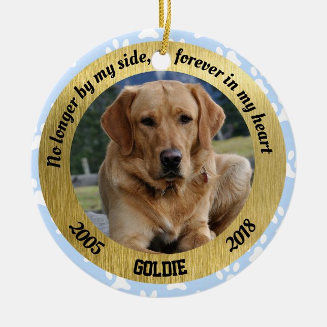 Personalised Dog Memorial Christmas Ceramic Tree Decoration (Front)