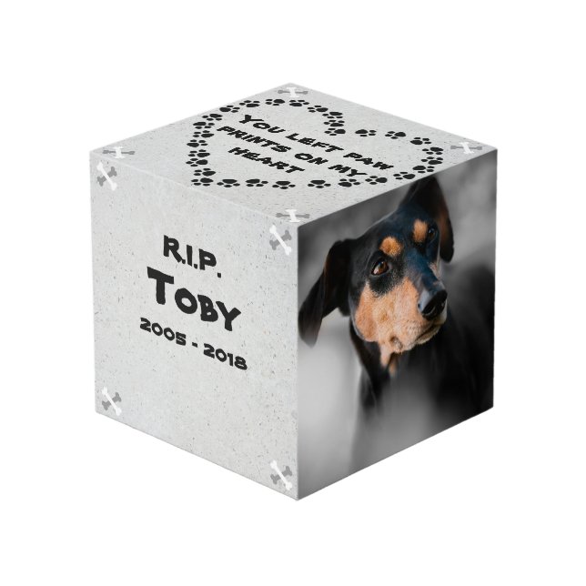 Personalised Dog Memorial Cube (Front Angled)