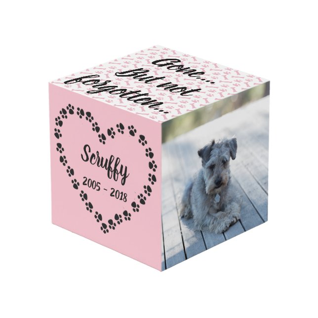 Personalised Dog Memorial Cube (Front Angled)