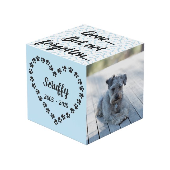 Personalised Dog Memorial Cube (Front Angled)