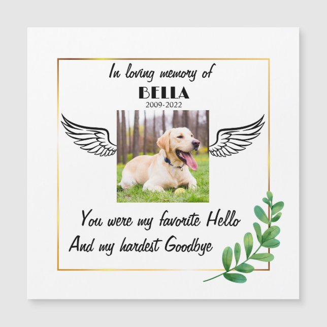 Personalised Dog Memorial Favour Sympathy Gift car (Front)