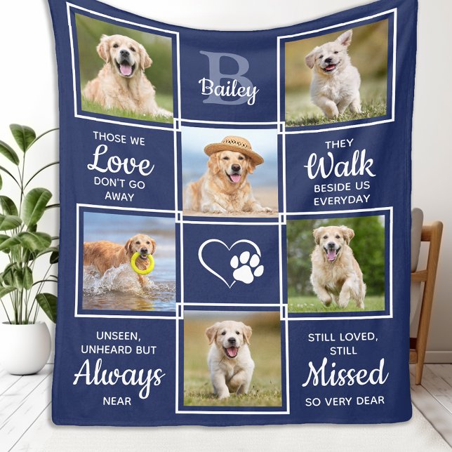 Personalised Dog Memorial Gift - Pet Photo Collage Fleece Blanket (Creator Uploaded)