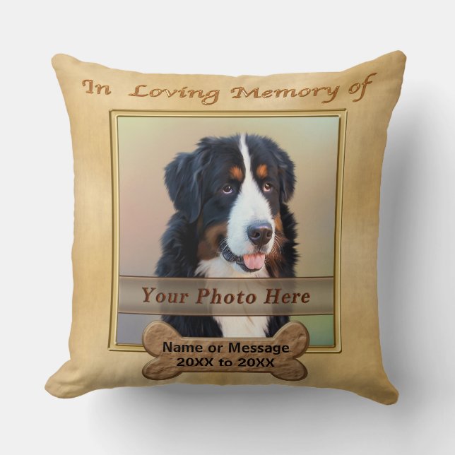 Personalised DOG Memorial Ideas, 2 Photos, Text Cushion (Front)