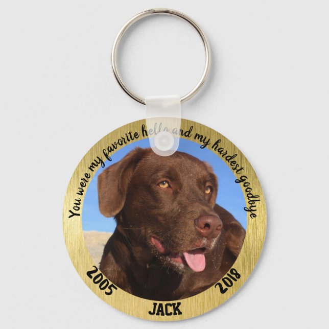Personalised Dog Memorial My Favourite Hello Key Ring (Front)