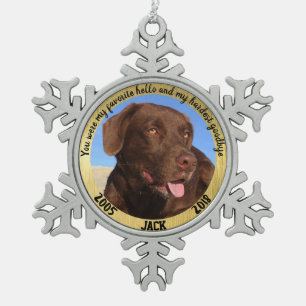 Personalised Dog Memorial My Favourite Hello Snowflake Pewter Christmas Ornament