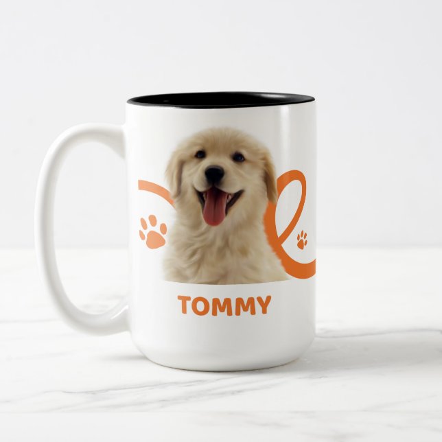 Personalised Dog Mug | Custom Dog Name Tommy Coffe (Left)
