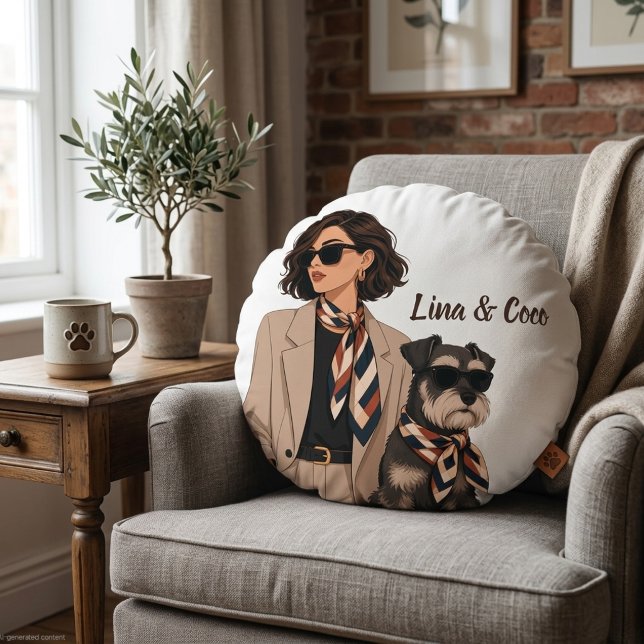 "Personalised Dog Mum Gift" "Custom Pet Owner  Round Cushion (Creator Uploaded)