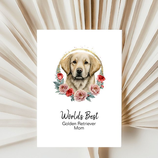 Personalised Dog Mum Golden Retriever Mother's Day Holiday Card (All text is editable - personalize further with message inside / delete for a hand-written greeting)