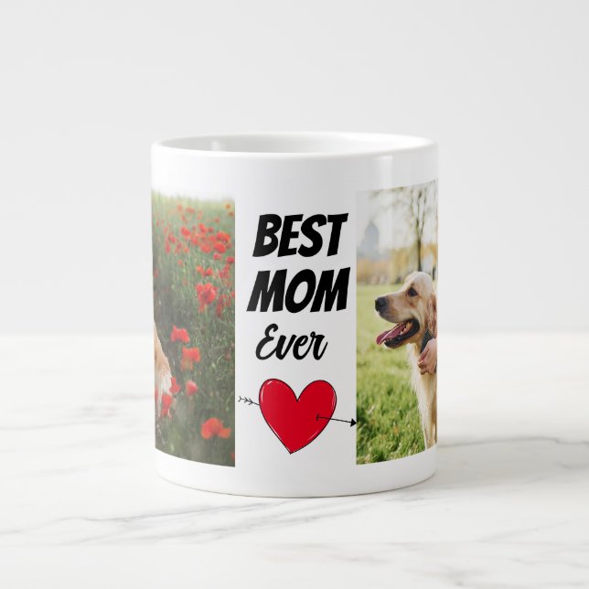 Personalised dog mum two photos & text  large coffee mug (Front)