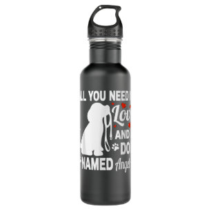 Personalised Dog Name Angel Cute Dog Pet Lover 710 Ml Water Bottle