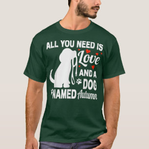 Personalised Dog Name Autumn Cute Dog Pet Lover T-Shirt