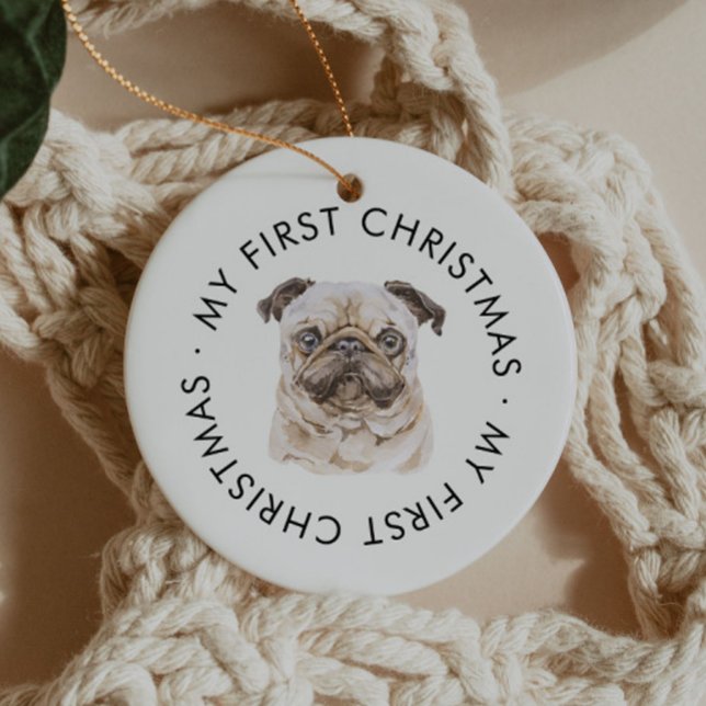Personalised Dog Name Pug Lover My First Christmas Ceramic Tree Decoration (Creator Uploaded)