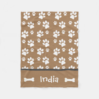 Personalised Dog Paw Print Blanket Add Dog Name 