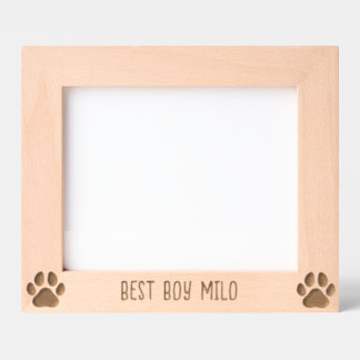 Personalised Dog Paw Print Silhouette Engraved  Etched Frames