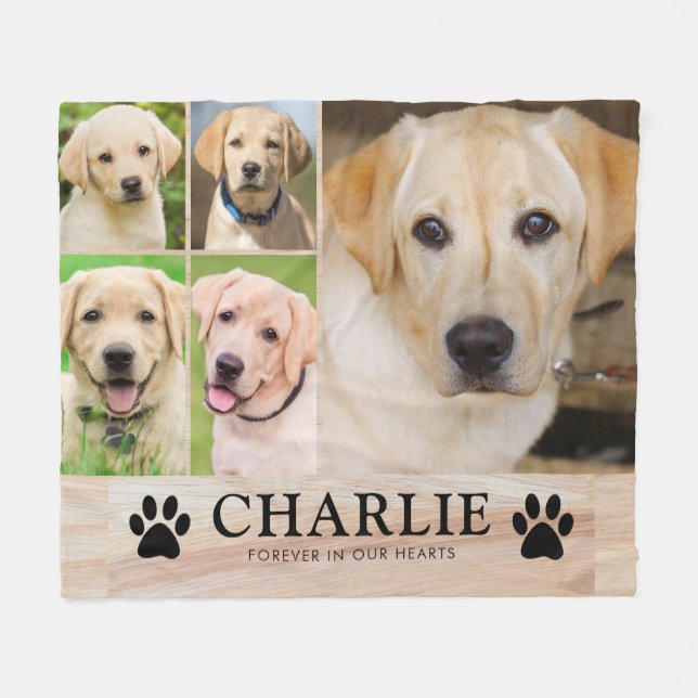 Personalised Dog Pet Memorial Photo Keepsake Fleece Blanket (Front (Horizontal))