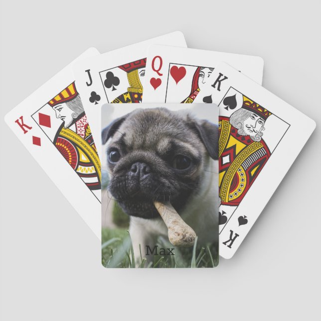 Personalised Dog Pet Photo and Name Dog Lover Playing Cards (Back)