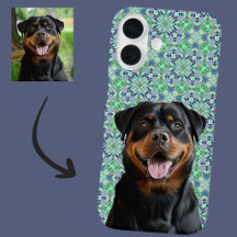 Personalised Dog Pet Photo Green Mandala Pattern