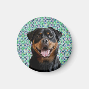 🐾Personalised Dog Pet Photo Green Mandala Pattern Magnet