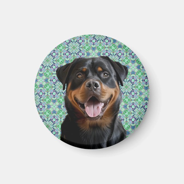 🐾Personalised Dog Pet Photo Green Mandala Pattern Magnet (Front)