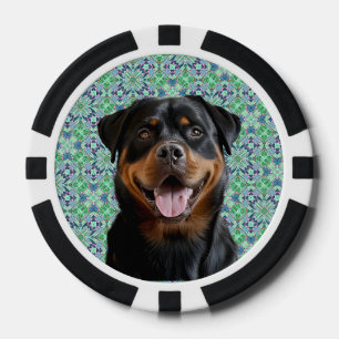 🐾Personalised Dog Pet Photo Green Mandala Pattern Poker Chips