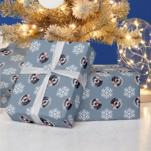 Personalised Dog Pet Photo Snowflake Holiday  Wrapping Paper