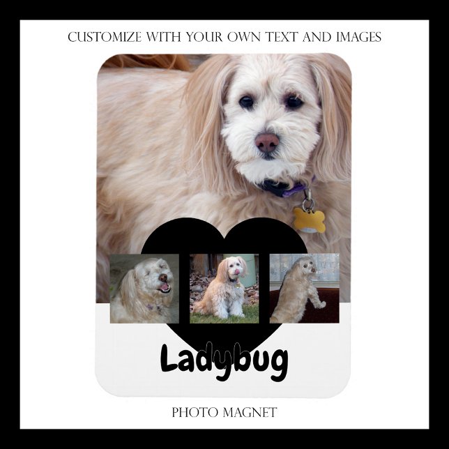 Personalised Dog Photo Collage with Custom Name Magnet (Creator Uploaded)