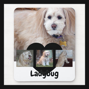 Personalised Dog Photo Collage with Custom Name Mouse Pad