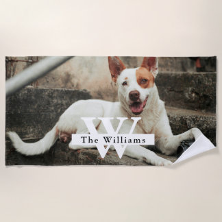 Personalised Dog Photo Family name Beach Towel