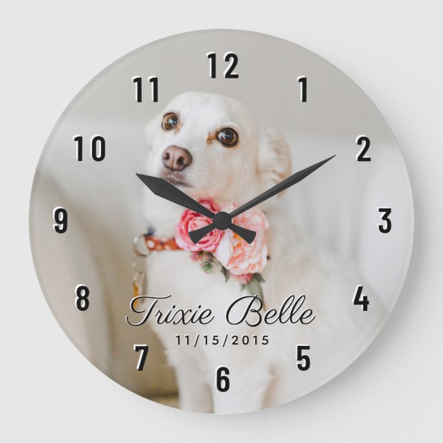 Personalised Dog Photo Large Clock (Front)