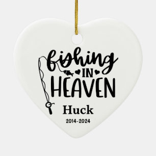 Personalised Dog Photo Memorial-Fishing in Heaven Ceramic Tree Decoration