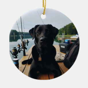 Personalised Dog Photo Memorial-Fishing in Heaven Ceramic Tree Decoration