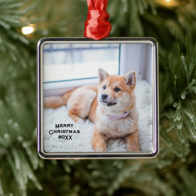 Personalised Dog Photo Metal Ornament Christmas (Tree)