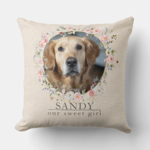 Personalised Dog Photo & Name Elegant Watercolor Cushion