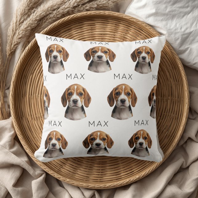 Personalised Dog Photo & Name Pattern Cushion (Creator Uploaded)