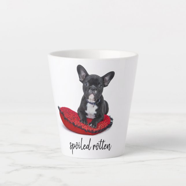 Personalised Dog Photo Spoiled Rotten Latte Mug (Front)