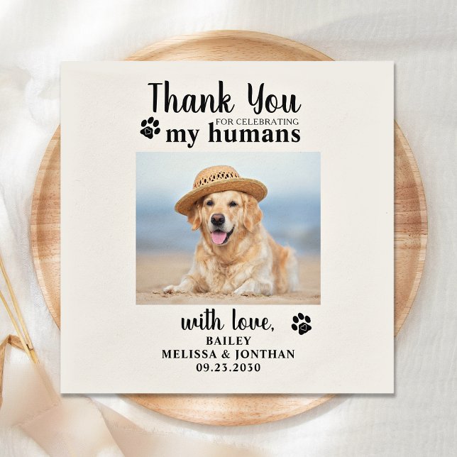 Personalised Dog Photo Thank You Pet Wedding Napkin (Creator Uploaded)